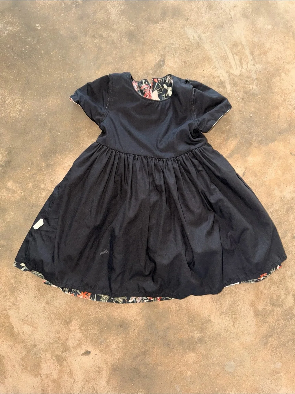Edgehill Collection Girls Size 5 Black Floral Cotton Cottagecore Dress